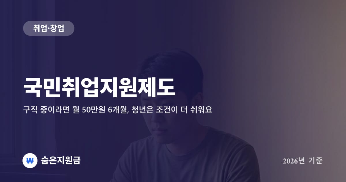 국민취업지원제도 — 구직 중이라면 월 50만원 6개월, 청년은 조건이 더 쉬워요 (2026년 기준)